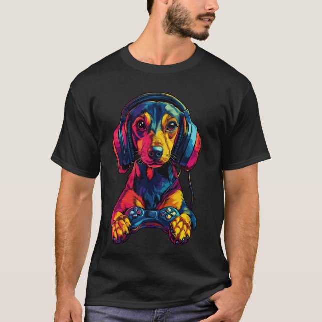 T-shirt Conception de casque de jeu pour amateurs de Dachs (Devant)
