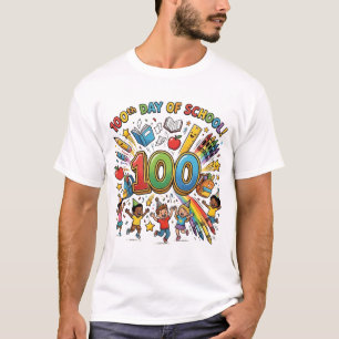 T-shirt Conception de célébration colorée du 100e jour d'é