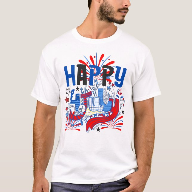 T-shirt Conception de célébration patriotique du 4 juillet (Devant)