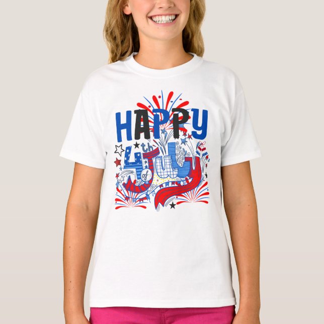 T-shirt Conception de célébration patriotique du 4 juillet (Devant)