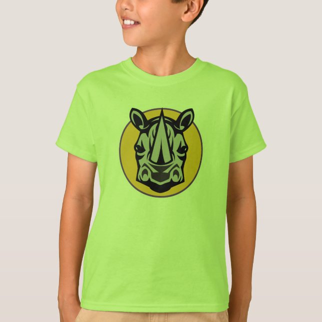 T-shirt conception de cercle de rhinocéros mascotte (Devant)