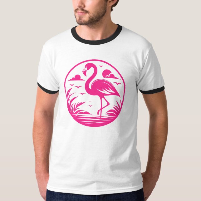 T-shirt Conception de cercle d'été flamant rose-68730 (Devant)