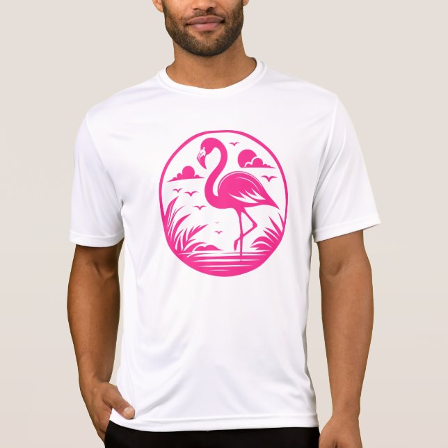 T-shirt Conception de cercle d'été flamant rose-68730 (Devant)