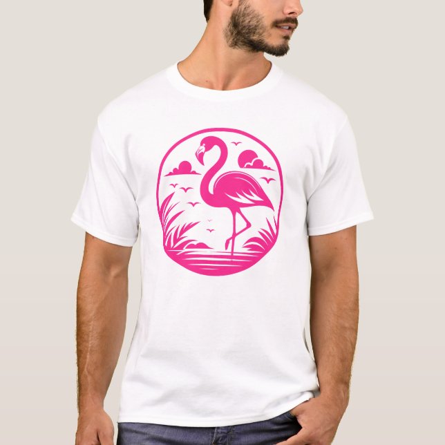 T-shirt Conception de cercle d'été flamant rose-68730 (Devant)