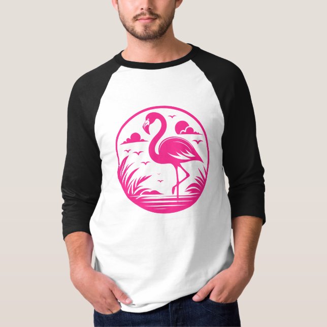 T-shirt Conception de cercle d'été flamant rose-68730 (Devant)