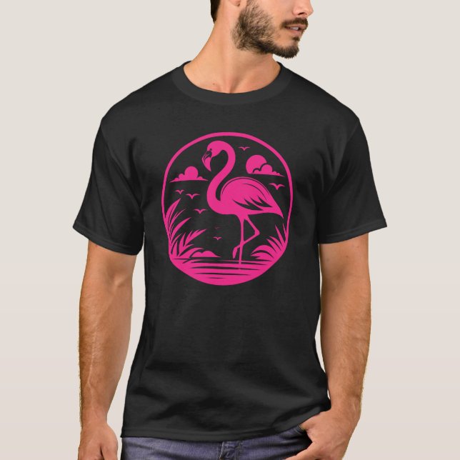T-shirt Conception de cercle d'été flamant rose-68730 (Devant)