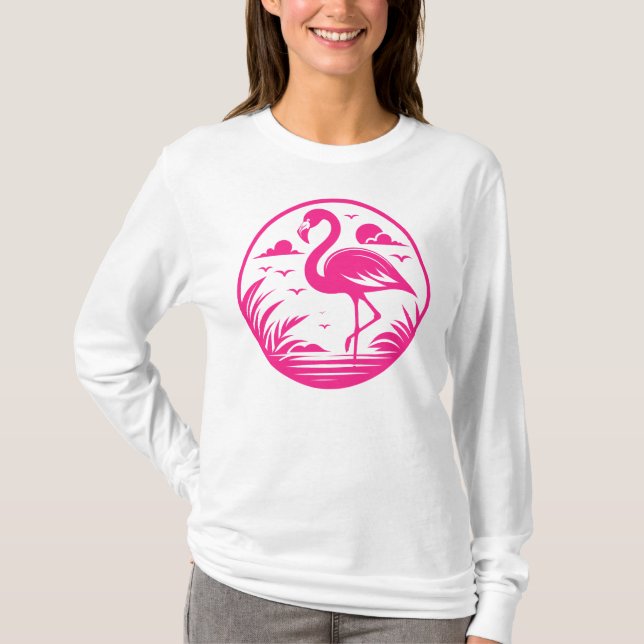 T-shirt Conception de cercle d'été flamant rose-68730 (Devant)