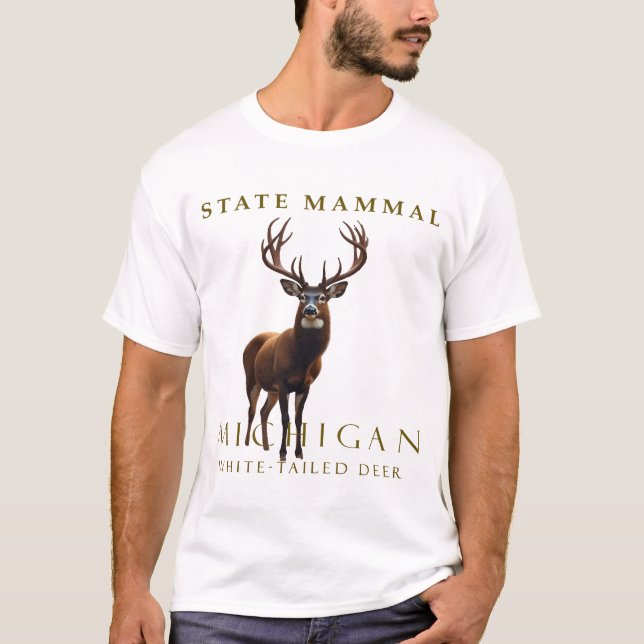 T-shirt Conception de cerf à queue blanche du Michigan (Devant)
