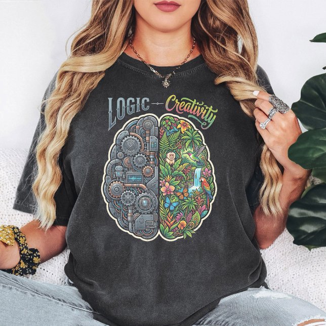 T-shirt Conception de cerveau Logique Vs Créativité (Créateur téléchargé)