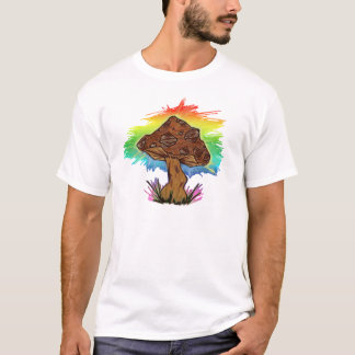 T-shirt Conception de champignon d'arc-en-ciel