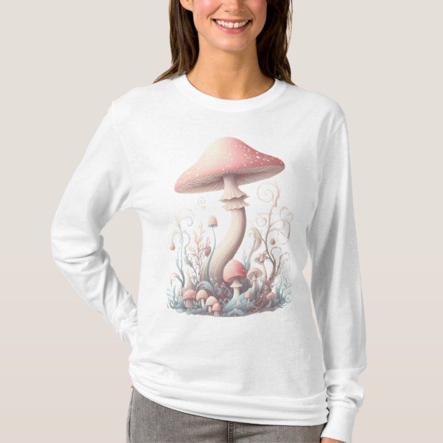 T-shirt Conception de champignons pastel rétro aux couleur (Devant)
