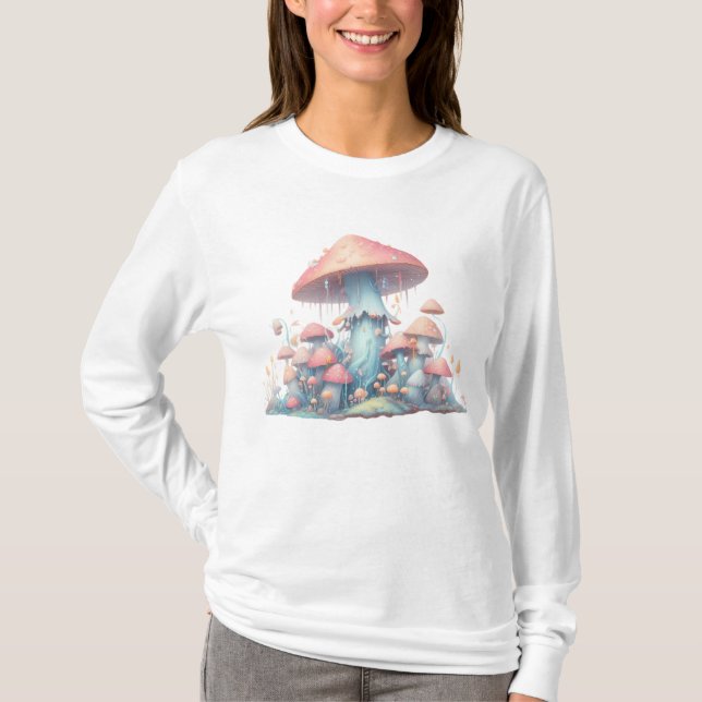 T-shirt Conception de champignons pastel rétro aux couleur (Devant)