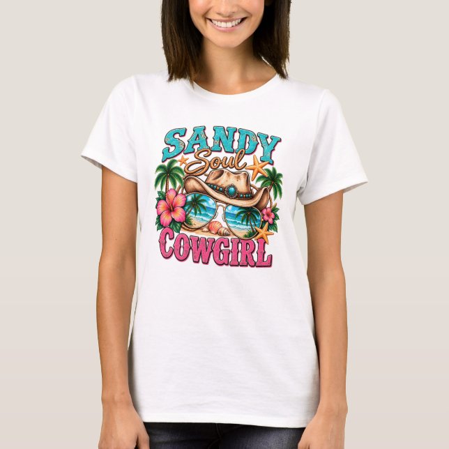 T-shirt Conception de chapeau de cowgirl occidental de pla (Devant)