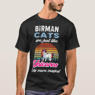 T-shirt Conception de chat Birman drôle Licorne Rétro Sole