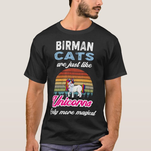 T-shirt Conception de chat Birman drôle Licorne Rétro Sole (Devant)