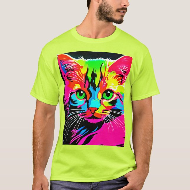 T-shirt Conception de chat colorée (Devant)
