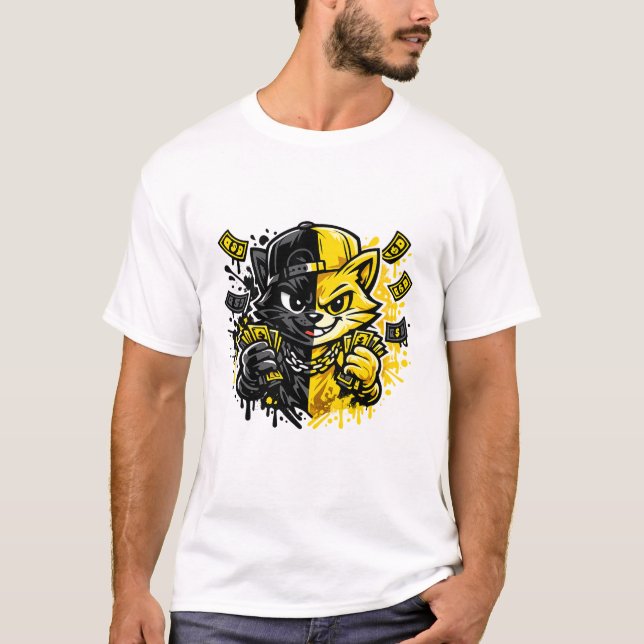 T-shirt Conception de chat de graffiti urbain  (Devant)