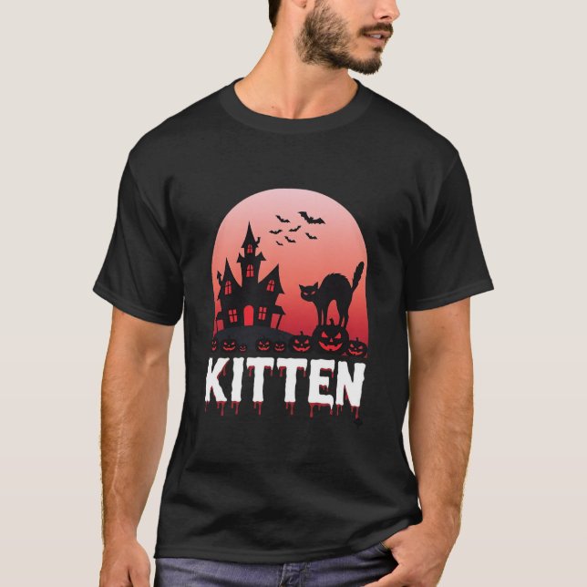 T-shirt Conception de chat de maison hantée de chaton d'Ha (Devant)