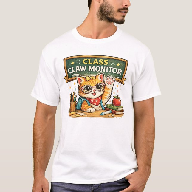 T-shirt Conception de chat de surveillance de classe Claw (Devant)