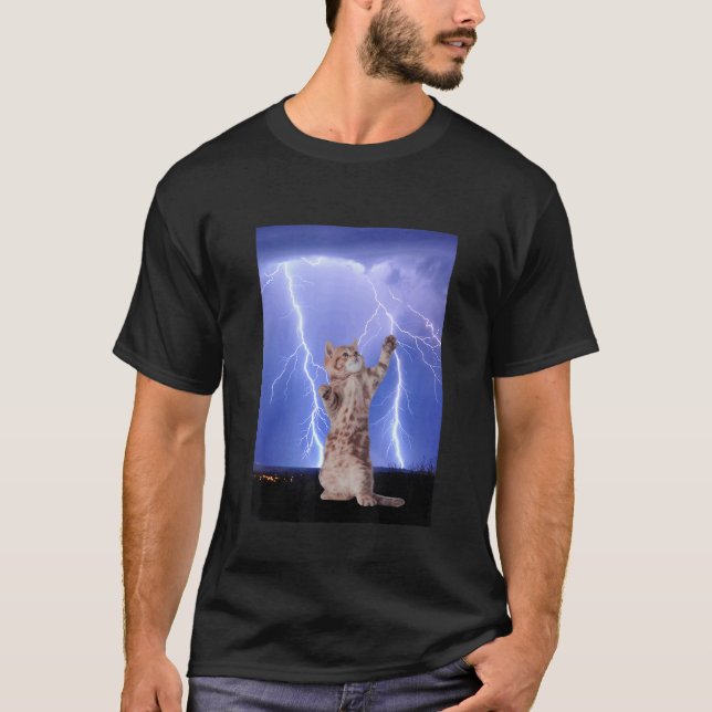 T-shirt Conception de chat de tonnerre mignon (Devant)