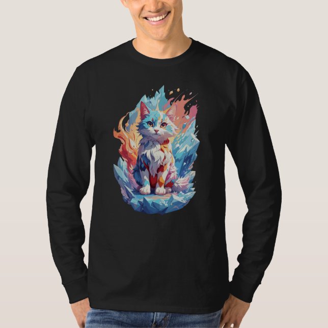 T-shirt Conception de chat en cristal mignon Imaginaire (Devant)