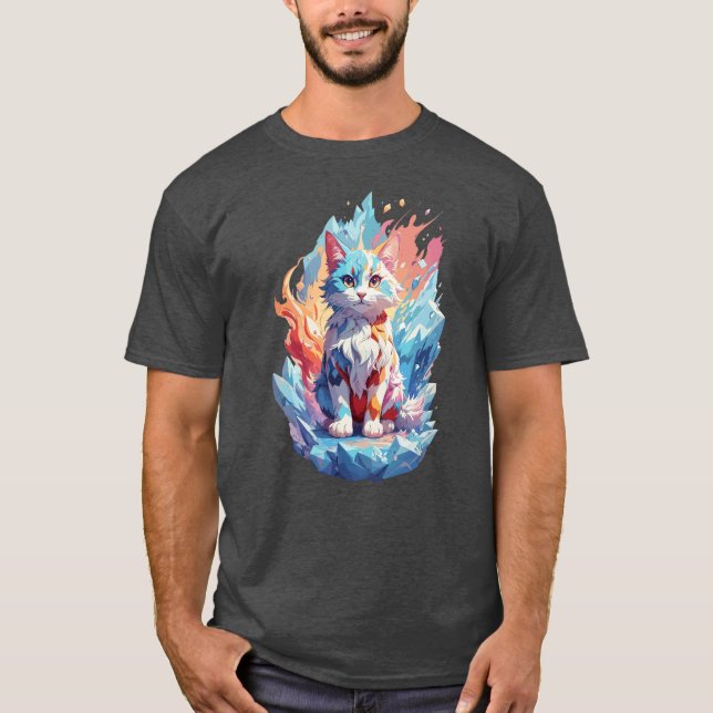 T-shirt Conception de chat en cristal mignon Imaginaire (Devant)