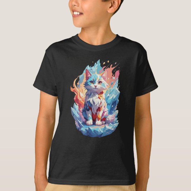 T-shirt Conception de chat en cristal mignon Imaginaire (Devant)