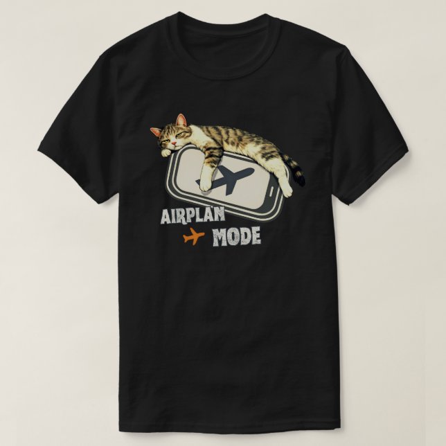 T-shirt Conception de chat en mode avion minimal (Design devant)