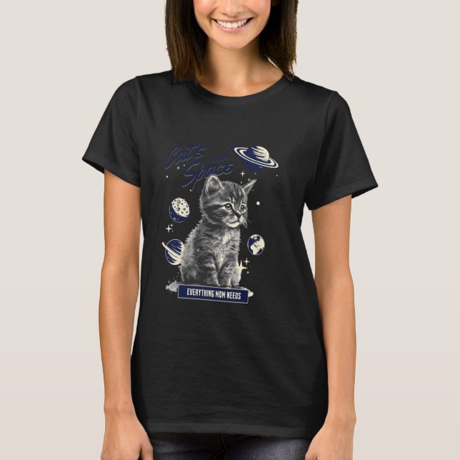 T-shirt Conception de chat et d'espace fascinante (Devant)