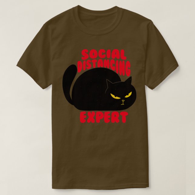 T-shirt Conception de chat expert en distanciation sociale (Design devant)