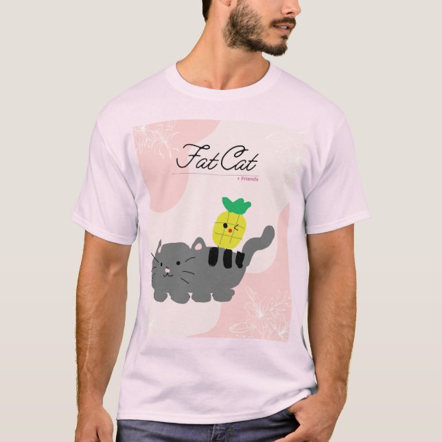 T-shirt conception de chat gras (Devant)