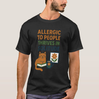 T-shirt Conception de chat introverti drôle avec des livre