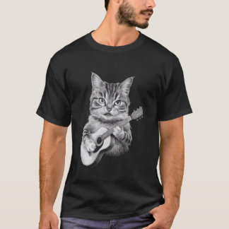 T-shirt Conception de chat jouant de la guitare pour les f