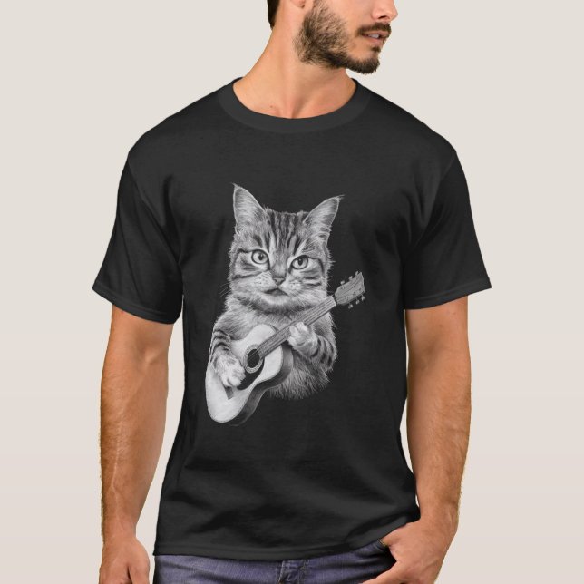 T-shirt Conception de chat jouant de la guitare pour les f (Devant)