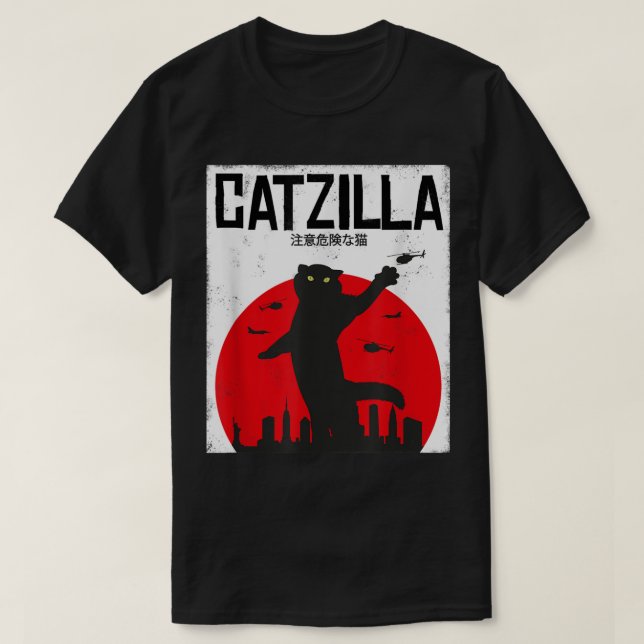 T-shirt Conception de chat Kaiju drôle Catzilla (Design devant)
