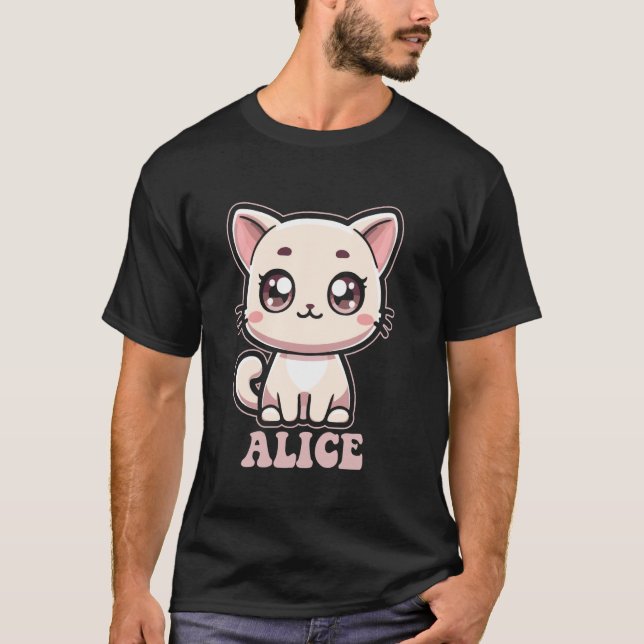 T-shirt Conception de chat Kitty mignon Alice pour les fil (Devant)