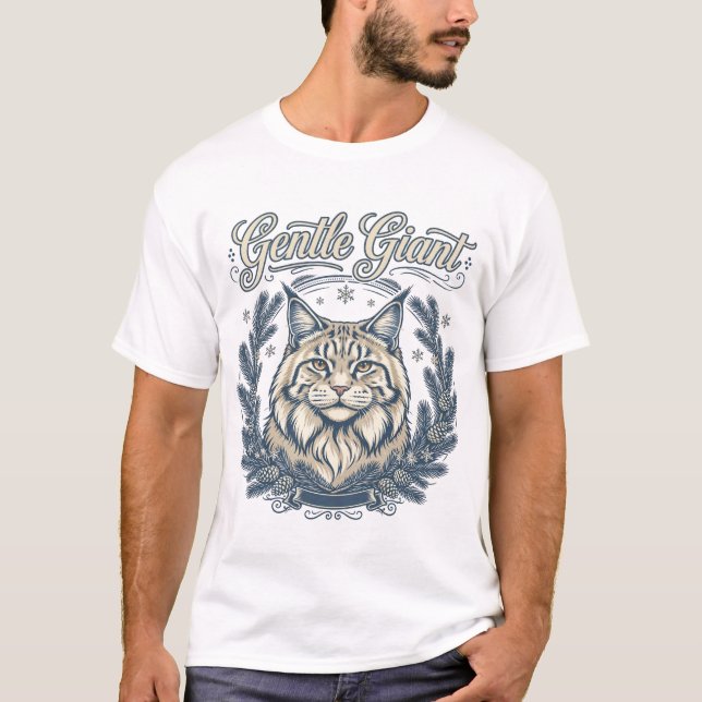 T-shirt Conception de chat Maine Coon Gentil Géant (Devant)
