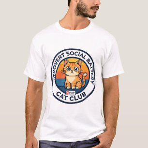 T-shirt Conception de chat mignon de batterie sociale intr