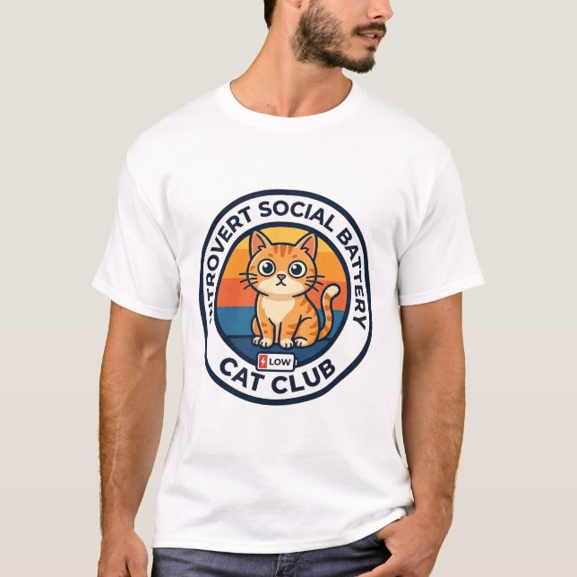 T-shirt Conception de chat mignon de batterie sociale intr (Devant)