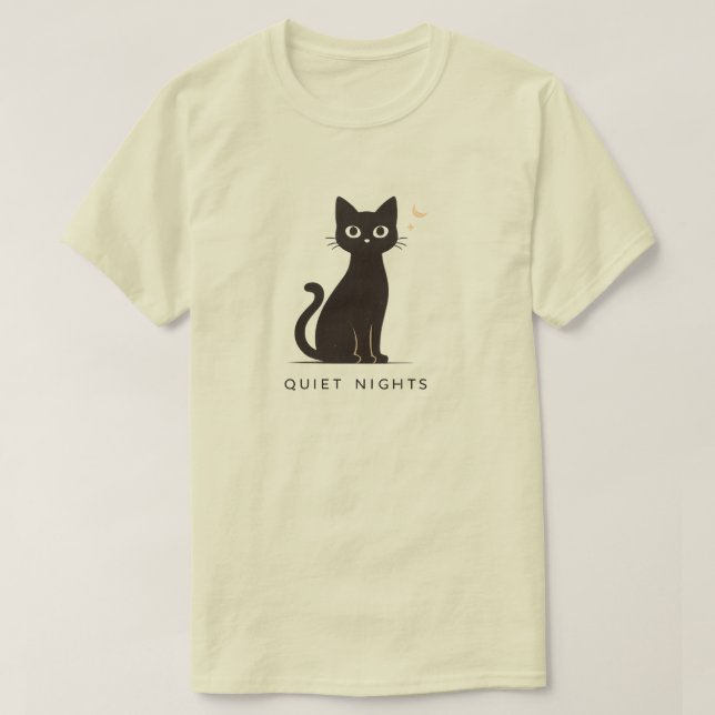 T-shirt Conception de chat pour nuits calmes minimales (Design devant)