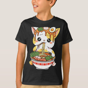 T-shirt Conception de chat Ramen style Kawaii drôle anime