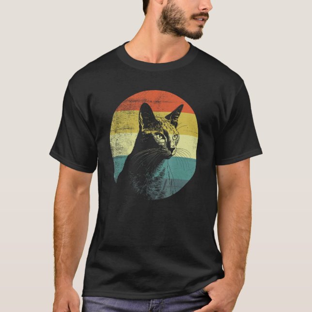 T-shirt Conception de chat rétro bleu russe (Devant)