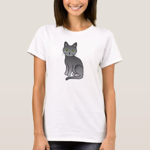 T-shirt Conception de chat russe bleu dessin animé mignon