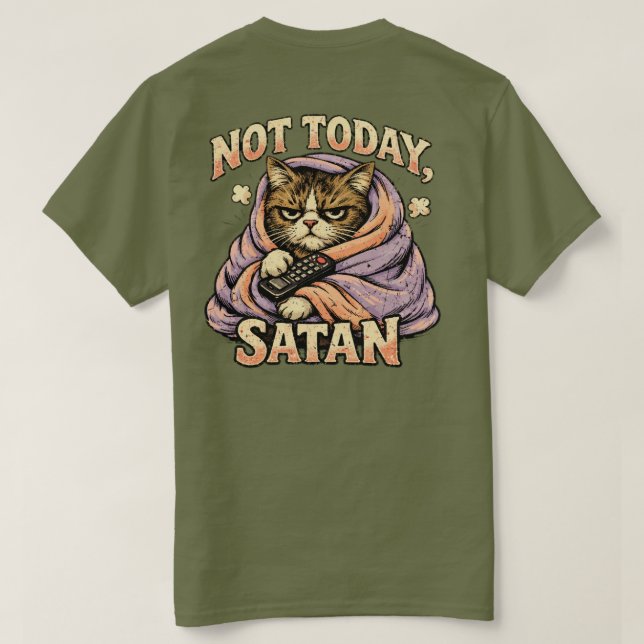 T-shirt Conception de chat sassy « Pas aujourd'hui Satan » (Design dos)
