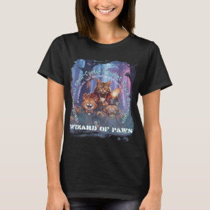 T-shirt Conception de chat sorcier fantaisie Wizard of Paw