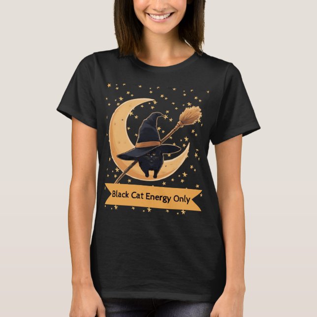 T-shirt Conception de chat sorcière avec énergie de chat n (Devant)