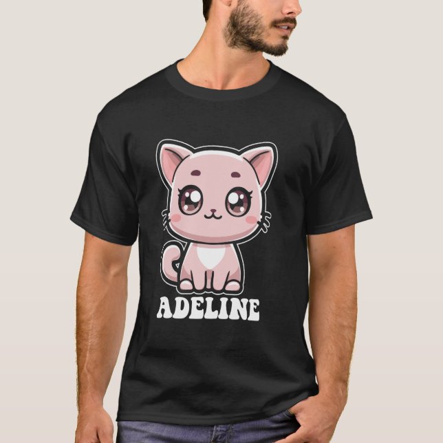 T-shirt Conception de chaton mignon Adeline pour les fille (Devant)