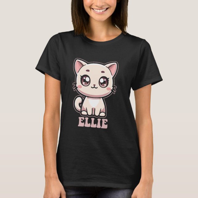 T-shirt Conception de chaton mignon Ellie pour les filles  (Devant)