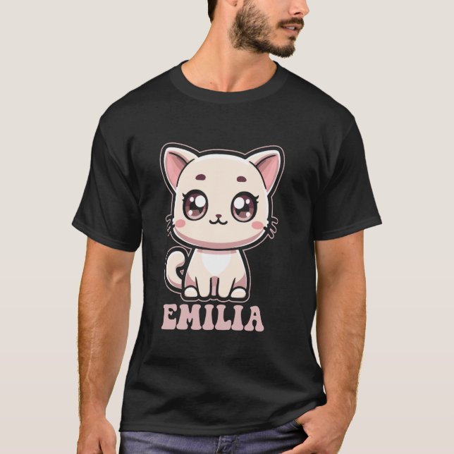 T-shirt Conception de chaton mignon Emilia pour les filles (Devant)