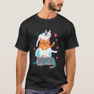 T-shirt Conception de chats empilés mignons pour chat joue